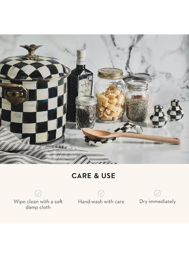 MACKENZIE-CHILDS Enamel Spoon Rest, Kitchen Utensil Rest and Spoon Holder, Kitchen Decor, Black-and-White Courtly Check - Image 5